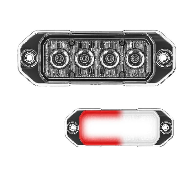 SpeedTech Lights Z-4 TIR LED Surface Mount Emergency Strobe Light â€“ 4 LEDs 12W Grille Beacon Light for Police, Tow, Fire, Construction, and Emergency Vehicles (Red/Clear) - Image 1